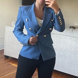 Double-Breasted Blue Women's Tailored Blazer